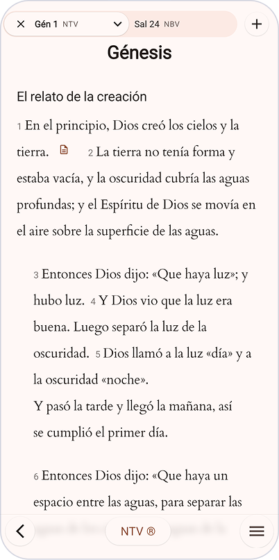 Captura de pantalla de lectura de BibleOne